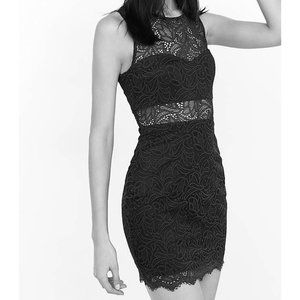 Express Black Floral Lace Sheath Dress